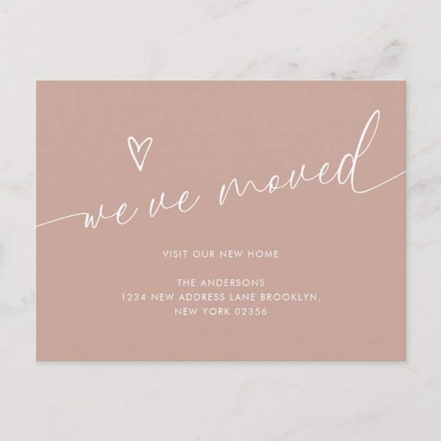 Minimalist Rustic Heart Script We've Moved Moving Postcard (Front)
