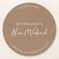 Minimalist Rustic Hen's Weekend Coasters
