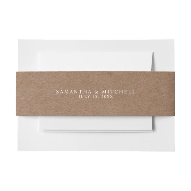 Minimalist Rustic Invitation Belly Band (Front Example)