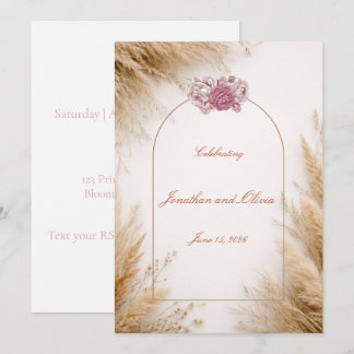 Minimalist Rustic Invite with Blush Accent