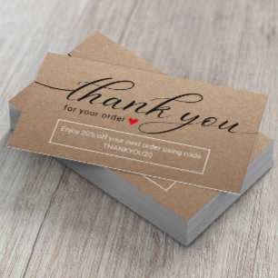 Minimalist Rustic Kraft Business Thank You Business Card