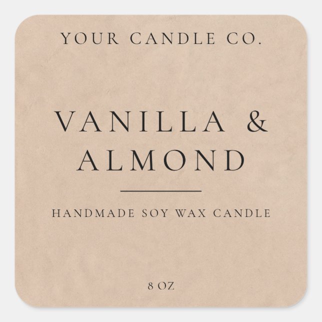 Minimalist Rustic Kraft Candle Label (Front)