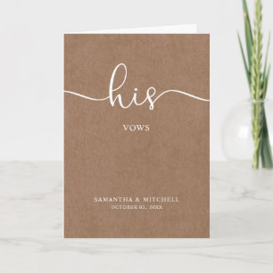 Minimalist Rustic Kraft His Vows Card