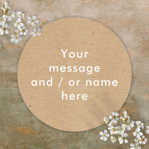 Minimalist Rustic Kraft Personalised Classic Round Sticker
