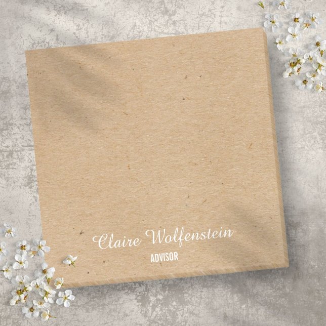 Minimalist Rustic Kraft Script Personalised Post-it Notes (Minimalist Rustic Kraft Script Personalized Post-it Notes)
