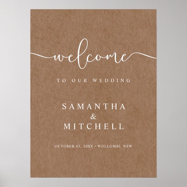 Minimalist Rustic Kraft Welcome Sign (Front)