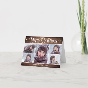Minimalist Rustic Merry Christmas 5 PHOTOS Boho Holiday Card