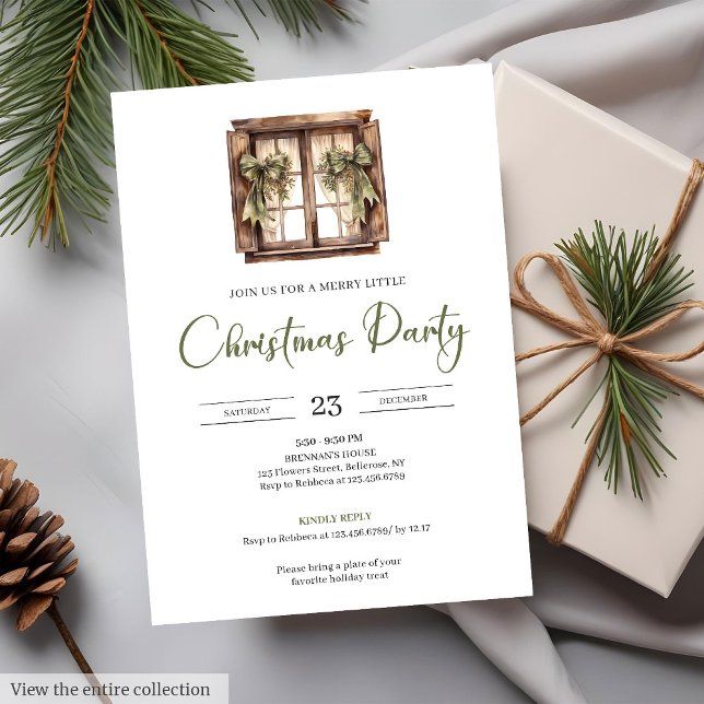 Minimalist Rustic Neutral Earthy Cosy Christmas  Invitation (Minimalist Rustic Neutral Earthy Cozy Christmas Party Invite)