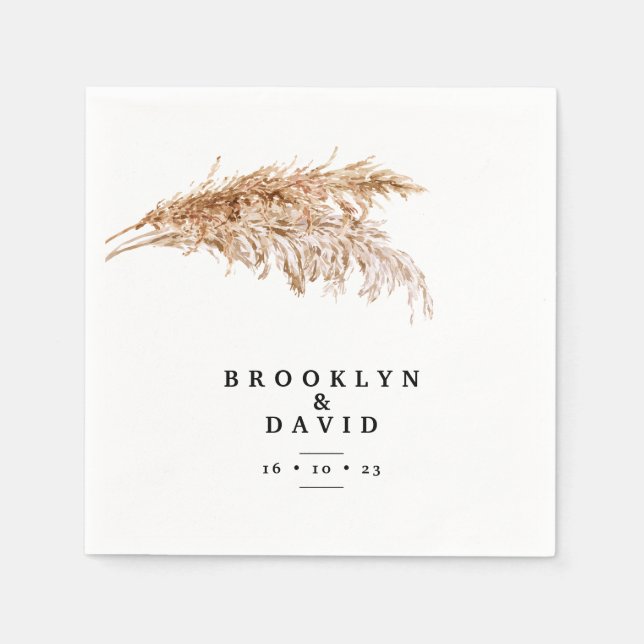 Minimalist Rustic Pampas Grass Wedding   Napkin (Front)