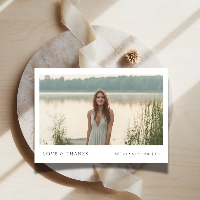 Minimalist Rustic Photo Budget Bridal Shower Thank You Card (Creator Uploaded)