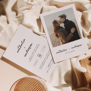 Minimalist Rustic Photo Script Wedding Invitation