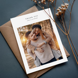 Minimalist Rustic Photo Wedding Thank You Card