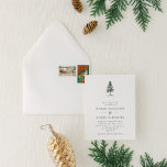 Minimalist Rustic Pine Tree Wedding Invitation<br><div class="desc">A simple wedding invitation featuring a single watercolor pine tree,  on a white background. On the reverse is a pattern of trees and twigs. Personalise with your details in dark grey. Great for a winter or woodland themed wedding.</div>