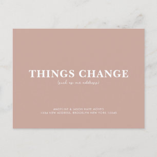 Minimalist Rustic Plain Things Change Moving Announcement Postcard