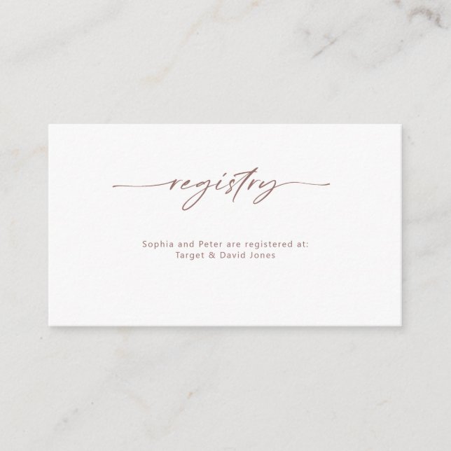 Minimalist Rustic Registry Enclosure Card (Front)
