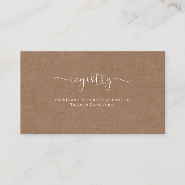 Minimalist Rustic Registry Enclosure Card (Front)