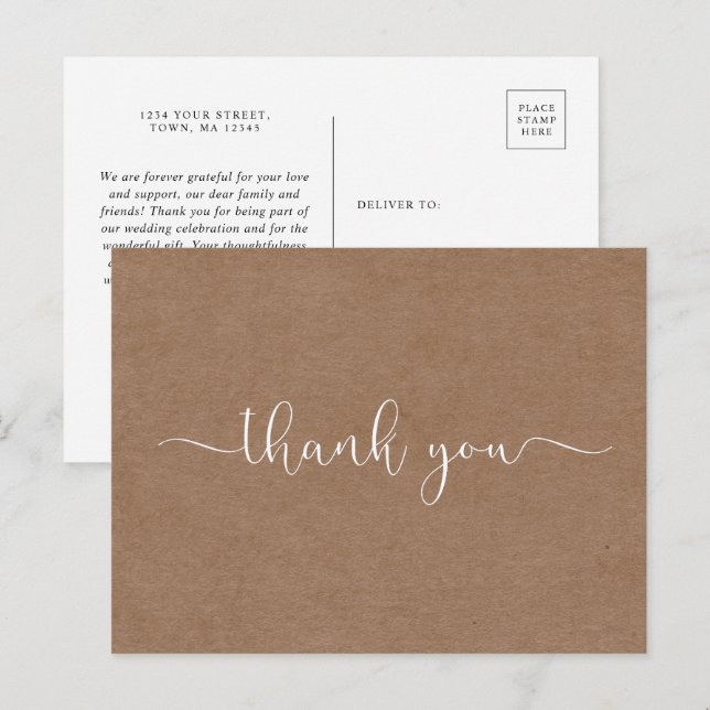 Minimalist Rustic Thank You postcard (Front/Back)