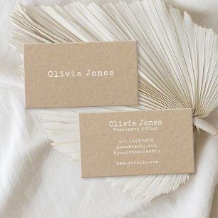 Minimalist Rustic Vintage Typewriter Kraft Business Card