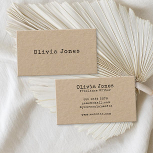 Minimalist Rustic Vintage Typewriter Kraft Business Card