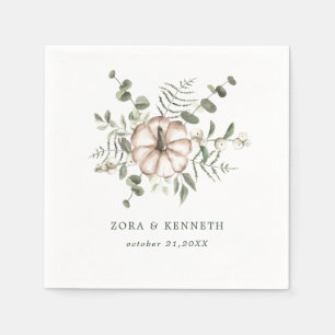 Minimalist Rustic Watercolor Pumpkin Fall Wedding Napkin