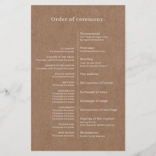 Minimalist Rustic Wedding Ceremony Program