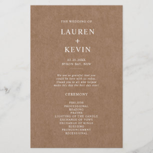 Minimalist Rustic Wedding Ceremony Program