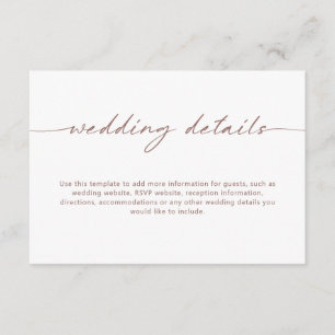 Minimalist Rustic Wedding Details Enclosure Card