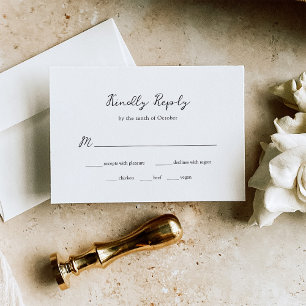 Minimalist Rustic Wedding   Meal Choice RSVP Card