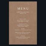 Minimalist Rustic Wedding menu card<br><div class="desc">Designed to coordinate with our Minimalist Rustic Collection, this customizable wedding menu card features a white classic font on a kraft effect background. This is a simple and minimalist rustic collection, very versatile and suitable for any wedding season. For more advanced customization of this design, e.g. changing layout, font or...</div>