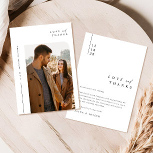 Minimalist Rustic Wedding Photo Thank You Card