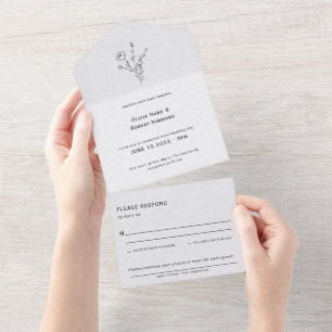 Minimalist Rustic Wildflower Wedding All In One I Invitation