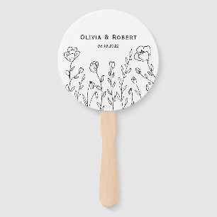 Minimalist Rustic Wildflower Wedding Hand Fan