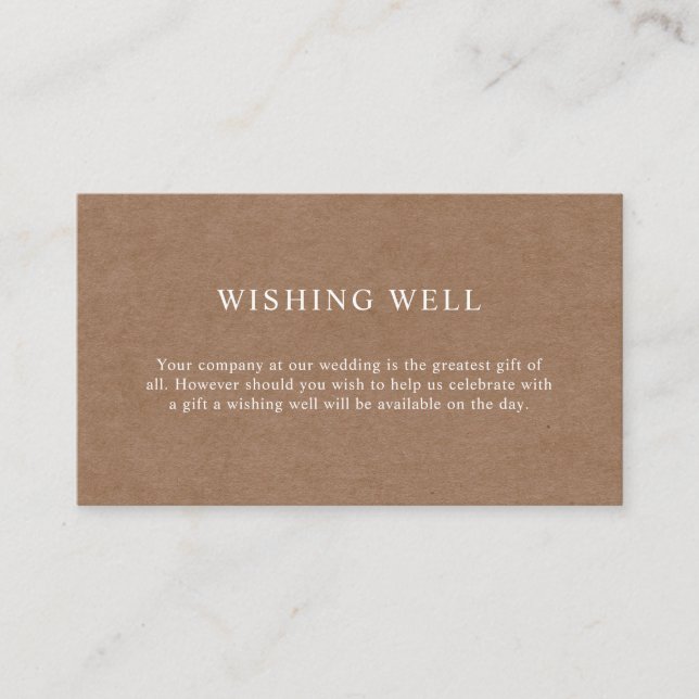 Minimalist Rustic Wishing Well Enclosure Card (Front)