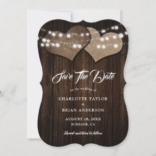 Minimalist Rustic Wood Lights Country Barn Wedding Save The Date