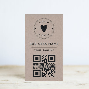 Minimalist Rusty Kraft Add Your Own Logo Qr Code B Business Card