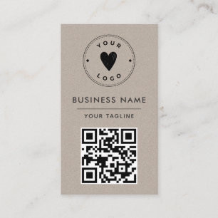 Minimalist Rusty Kraft Add Your Own Logo Qr Code Business Card