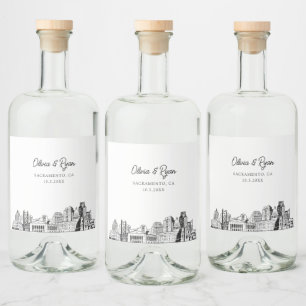 Minimalist Sacramento Wedding Custom Liquor Bottle Label