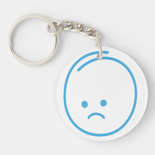 Minimalist Sadness Icon Key Ring (Front)