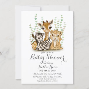 Minimalist Safari  Themed Baby Shower Invitation