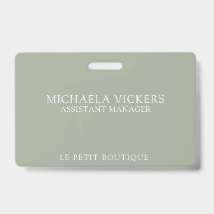 Minimalist Sage and White Professional Business ID Badge