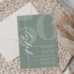 Minimalist Sage Fifty 50th Birthday Party Invitation<br><div class="desc">This minimalist typography 30th birthday party invitation is perfect for a modern birthday party. The simple design features classic white font on sage background. Customisable in any colour. Keep the design minimal and elegant, as is, or personalise it by adding your own graphics and artwork. For more advanced customisation of...</div>