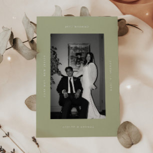 Minimalist Sage Green 2-Photo Wedding Elopement Announcement