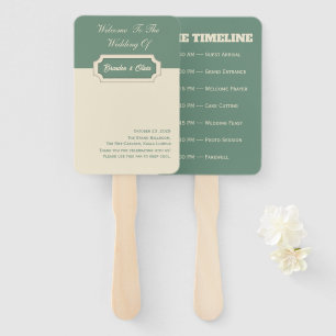 Minimalist Sage Green and Cream Formal Hand Fan