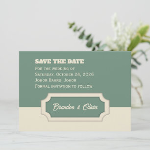 Minimalist Sage Green and Cream Formal Save The Date