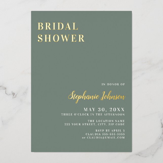 Minimalist Sage Green and White Bridal Shower   (Front)