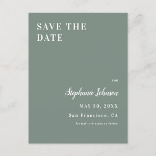 Minimalist Sage Green and White Bridal Shower      Announcement Postcard