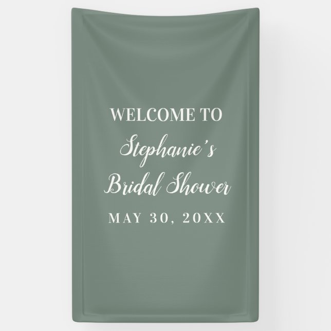 Minimalist Sage Green and White Bridal Shower      Banner (Vertical)