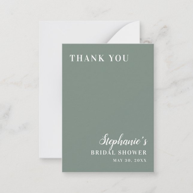 Minimalist Sage Green and White Bridal Shower      Card (Front)