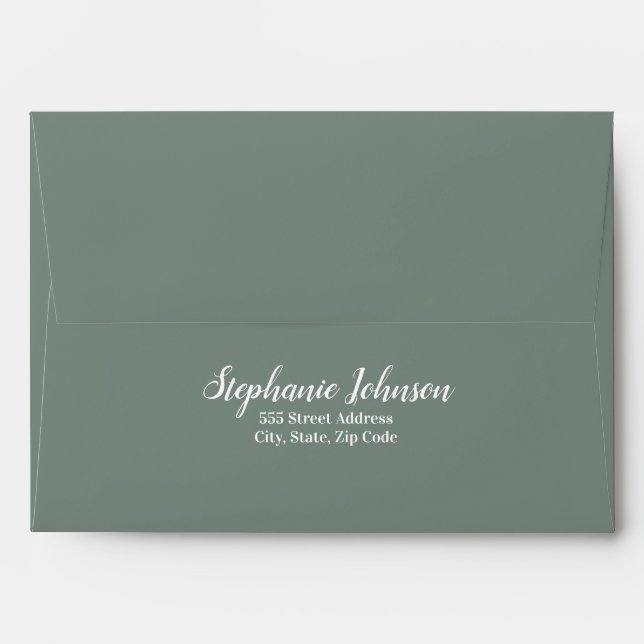 Minimalist Sage Green and White Bridal Shower  Envelope (Back (Top Flap))