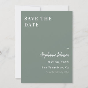 Minimalist Sage Green and White Bridal Shower      Save The Date